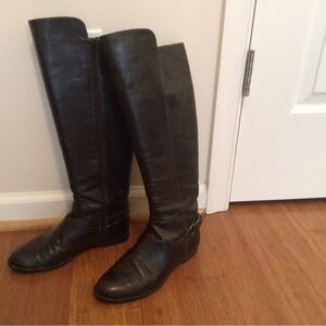 Black Leather Knee-High Boots